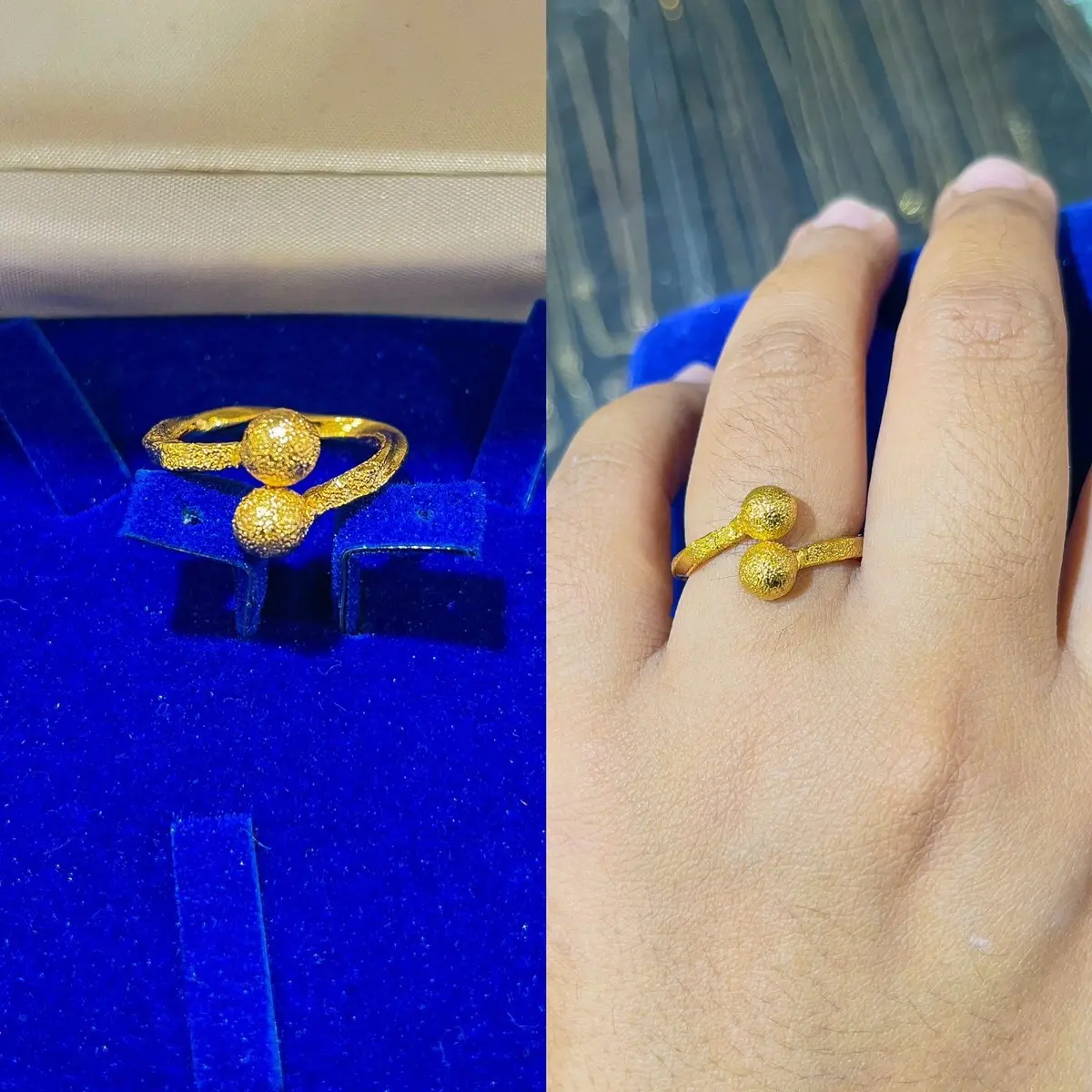 Cincin Wanita Emas Boba Ulir Kecil Tahan Lama dengan Bahan Crum Asli