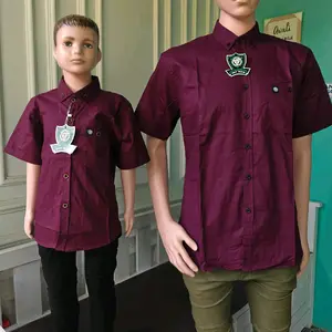 BURGUNDY PENDEK CIGARET KEMEJA POLOS baju