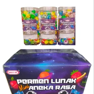 permen lunak mini mix isi 120 rasa buah Toples Bola Candy Camilan Food bolamata jelly fruit balls