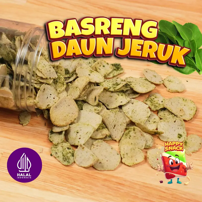 Basreng daun jeruk original 250gram kemasan praktis Cemilan Happy Camilan Snack renyah asin gurih Crispy Food 3