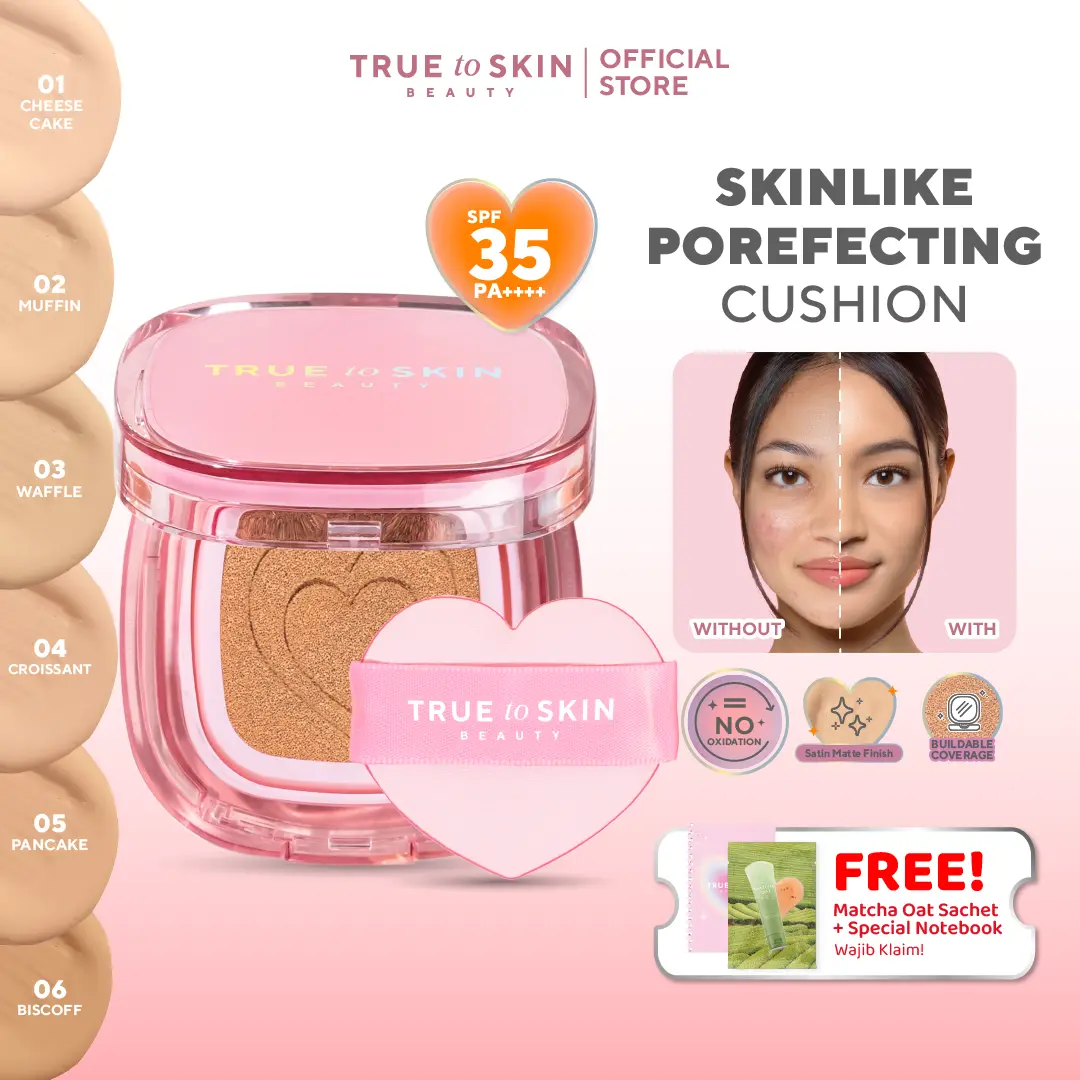 True to Skin - Skinlike Porefecting Cushion SPF 35 PA++++ Medium to High Coverage Satin Matte Finish Lightweight Foundation