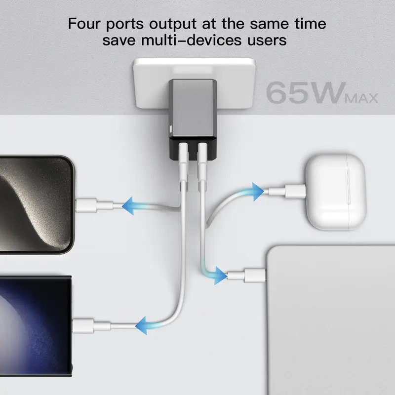 KiiP Wireless C19E Kepala Charger Adaptor GAN6 Fast Charging 65W 2C+2U tanpa Kabel 3