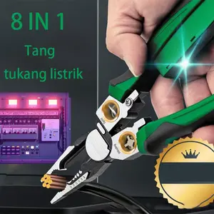 Tang Kabel Tespen Multifungsi 8in1 Kupas Potong Crimping Jepit Lilit Kabel Listrik Tebal Hidung Panjang Tang Elektrikal Serbaguna