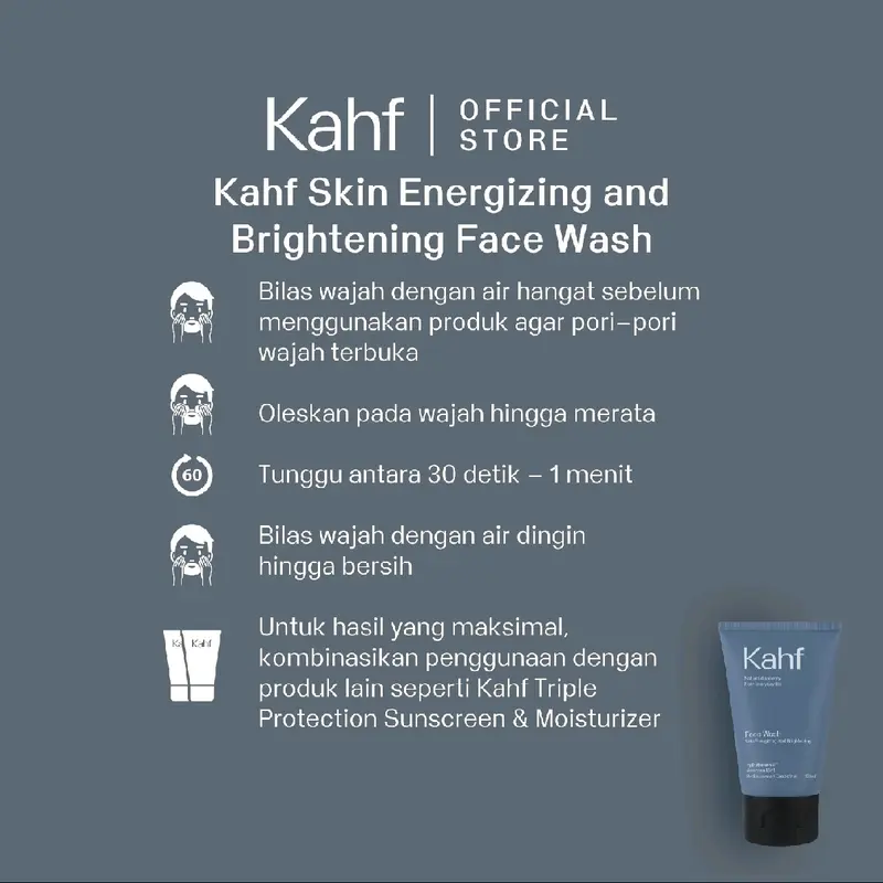 Kahf Skin Energizing and Brightening Face Wash 100 Ml - Sabun Pembersih Wajah Pria - Berminyak, Cleansing  Glowing Skincare 3