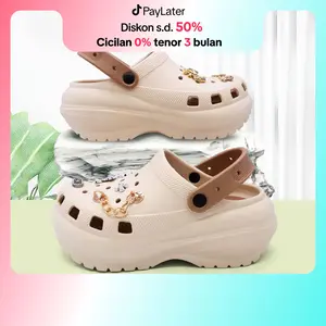 Lateny Sandal katak wanita jelly bahan Fuji bahan EVA Kenakan aksesoris fashion logam