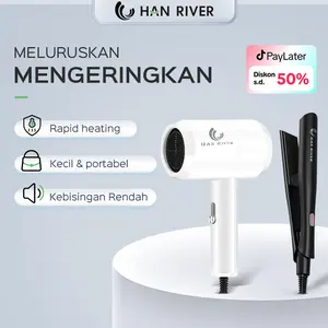 HAN RIVER Hair Dryer & Catokan Rambut Set / Low Watt Pengering Rambut & curling iron 2 in 1 Catokan Hitam
