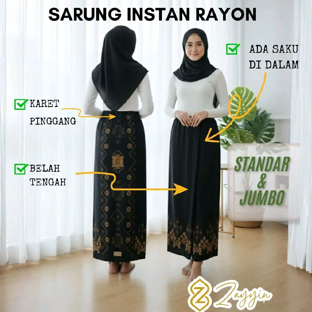 Sarung Instan Rok Santriwati bahan Rayon Adem ada sakunya