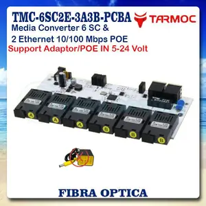Tarmoc TMC-6SC2E-3A3B-P-PCBA | Media Converter Switch 6SC 2LAN / 6 SC 2 LAN 10/100Mbps POE IN 5-24 Volt | 6FO 2LAN / 6 FO 2 LAN 10/100 Mbps
