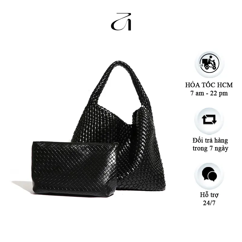 [THE ANIG] Túi đeo vai nữ dệt thủ công DY Nami màu đen 35 x 14 x 33cm 0