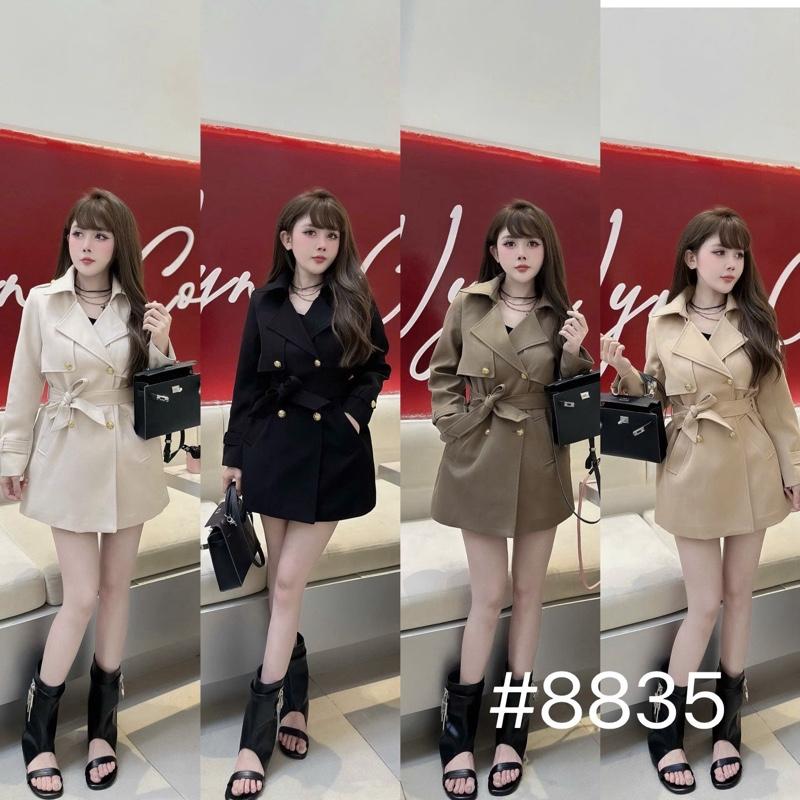 Áo Khoác Măng Tô Dáng Lỡ 2 Lớp Có Cổ Mềm Mại Chất Liệu Kaki Mã 8835 Nữ Jacket