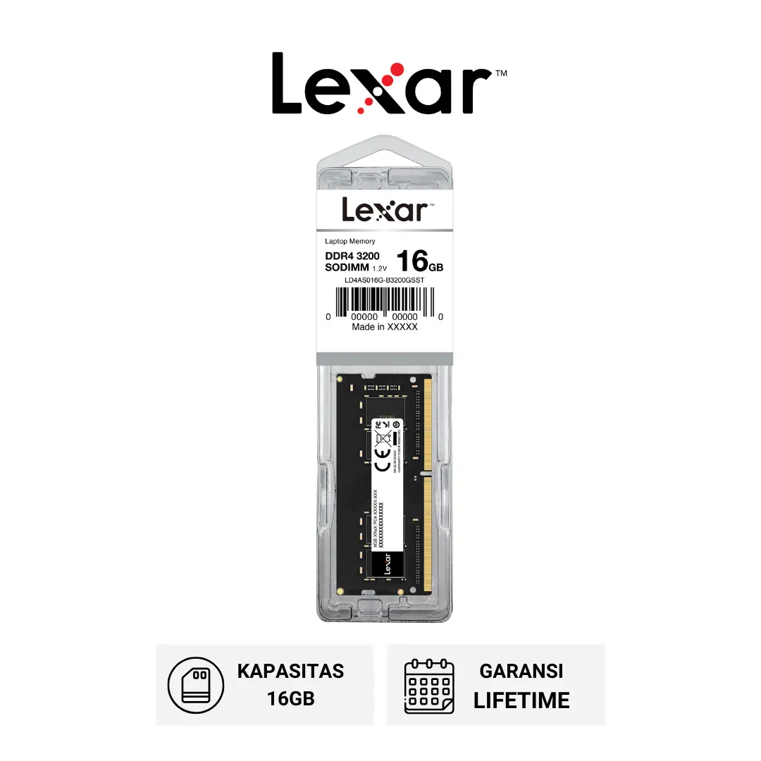 Lexar RAM Laptop SODIMM DDR4 3200 (PC4 25600) - 16GB