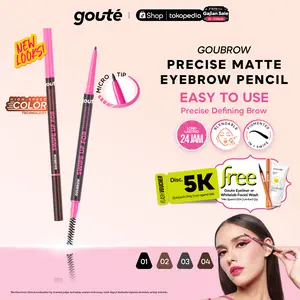 Goute Matte Eyebrow - Pensil Alis putar Long Lasting upto 12H | Buildable & Blendable Precise Tip & Soft Spoolie Goubrow