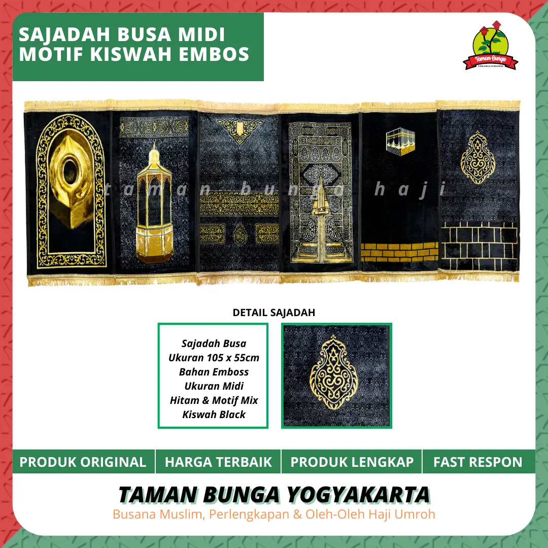SAJADAH BUSA KISWAH MIDI ANTI SLIP BLACK SERIES