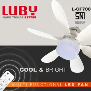 Kipas angin plafon lampu 2in1 Lampu kipas langit-langit multifungsi lampu kipas remote yang dapat diredupkan dengan lampu LED putih