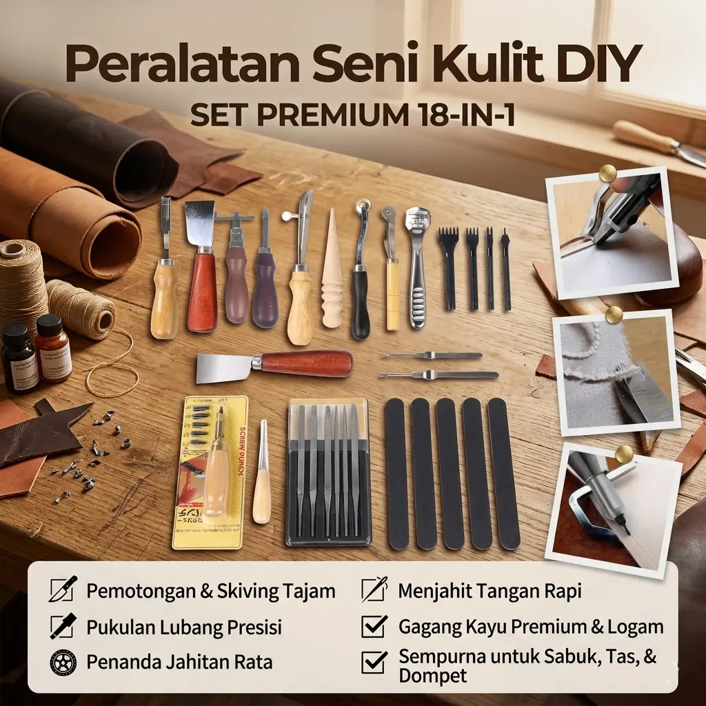 Junetree Peralatan Seni DIY Kulit 18in1 Leather Craft Stitching Sewing - WA134