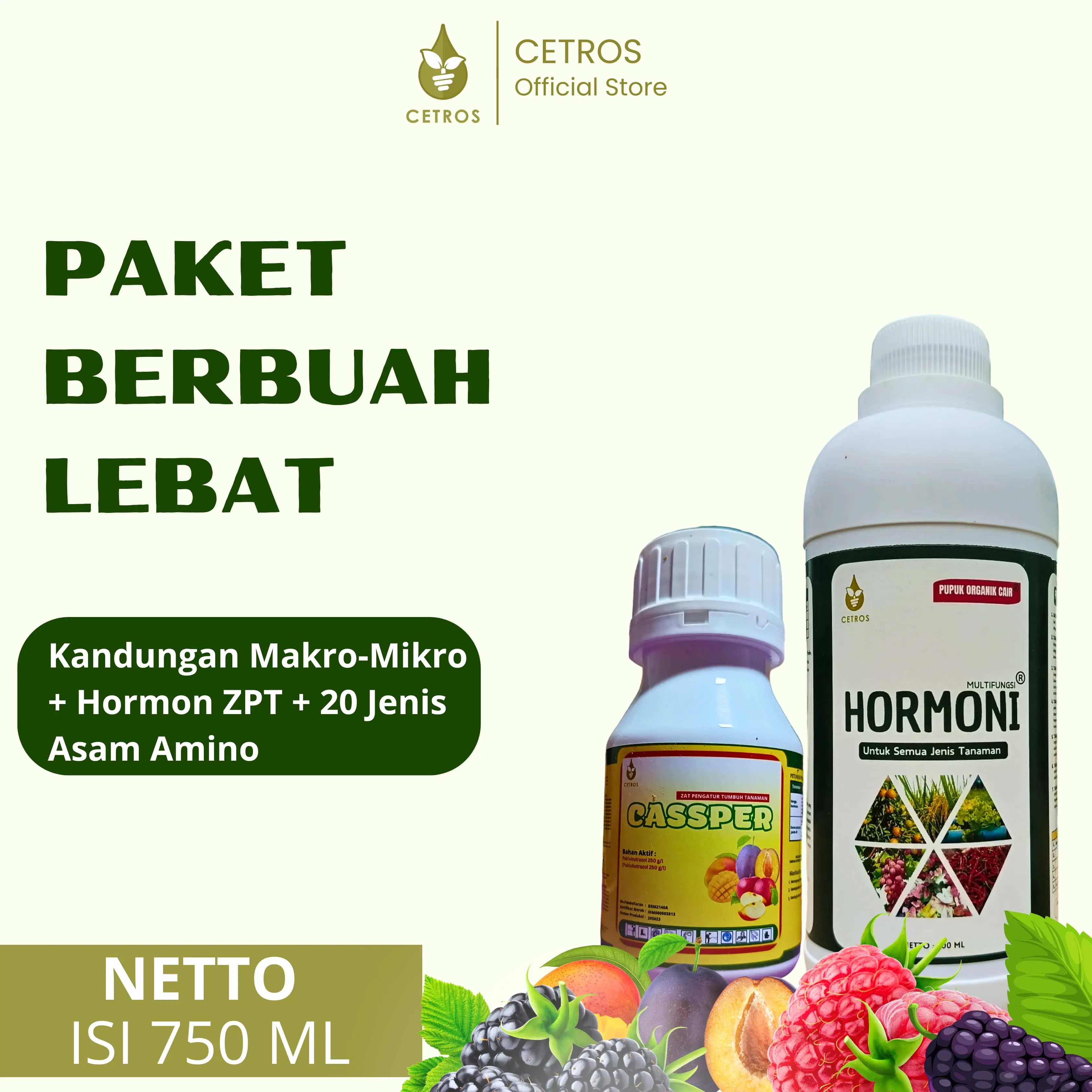 CETROS~ Paket Pelebat Buah zpt Cassper dan Pupuk Hormoni / Pupuk Pelebat Buah / Pupuk Perangsang Pambuahan Pembungaan / Booster Buah / Pupuk Buah Lebat / Pupuk Cassper