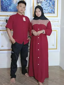Salsa sarimbit coupel keluarga terbaru set coupel keluarga cringkel mix borkat gamis lebaran mewah Baju Wanita Muslim Couple Pasangan Remaja Dewasa Koko Polos