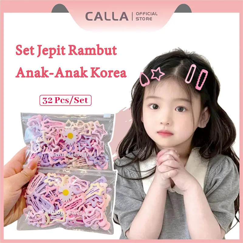 Calla Jepit Rambut Korea Untuk Gadis 32 Pcs/Pak/Set Jepit Rambut Lucu Beraneka Ragam Anak-Anak/Bintang Dan Kupu-kupu/Beruang Cantik Fashion