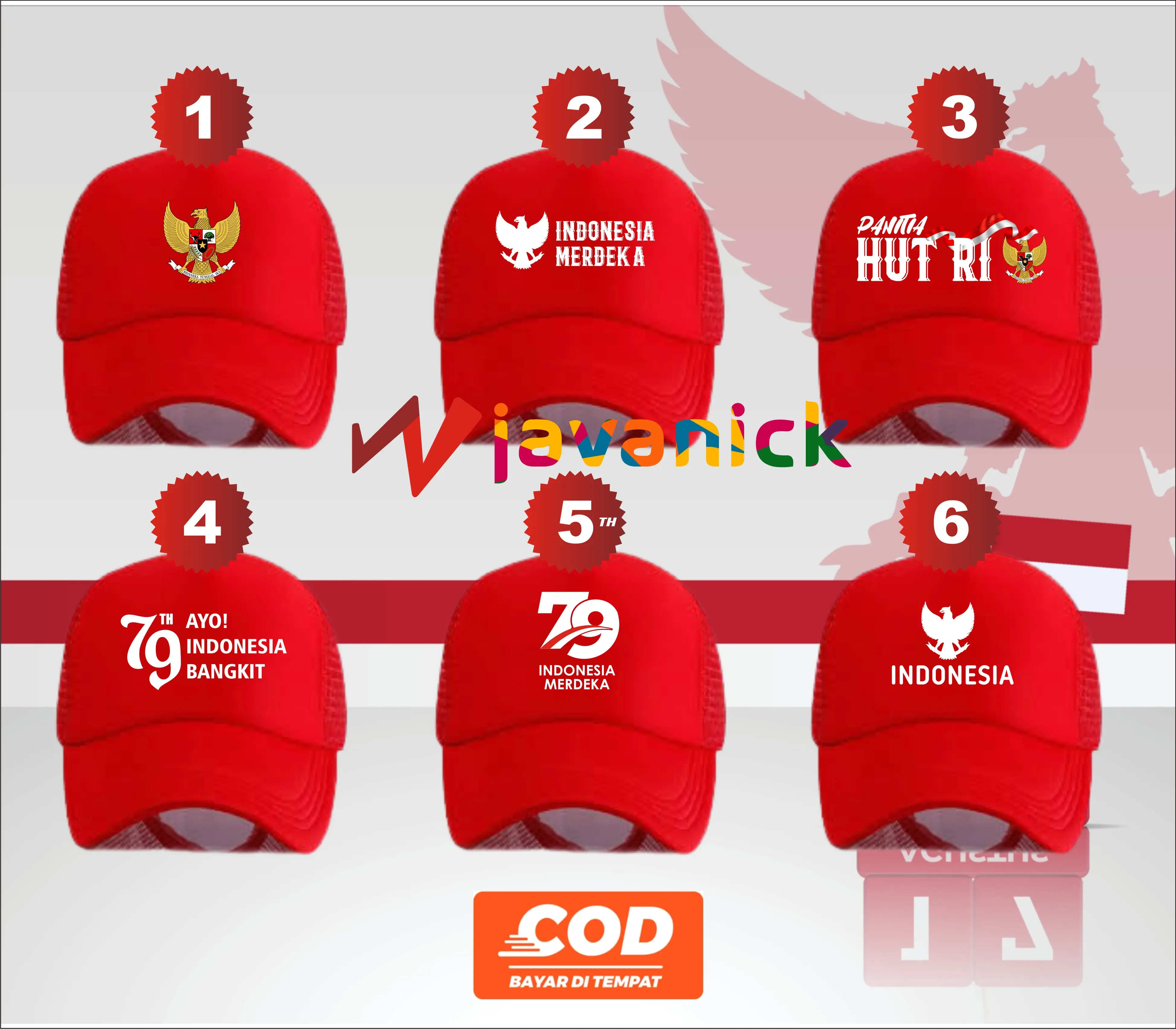 TOPI HUT RI KE 79 TRUCKER MODEL JARING MERAH