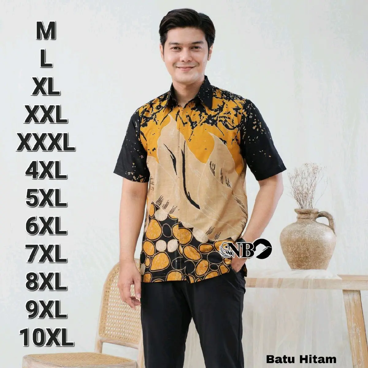 Kemeja Batik Jumbo Pria Lengan Pendek Motif Batu Katun Seragam, Tersedia Ukuran M-10XL - Lembut, Nyaman