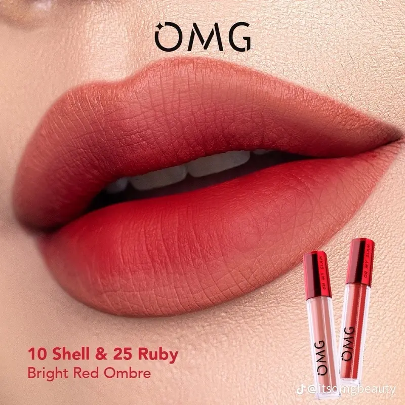 PAKET OMBRE OMG LIPCREAM | BUNDLING 2 PCS OH MY GLAM LIPCREAM Waterproof Bibir 4