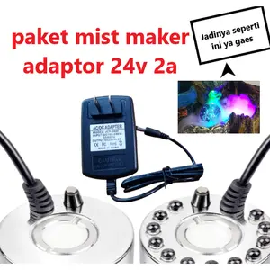 PAKET Mist Maker Sama Adaptor Mesin Kabut Humidifier Pembuat Embun Kabut Fogger Fog Uap Nebulizer Spray LED Lampu Ultrasonic
