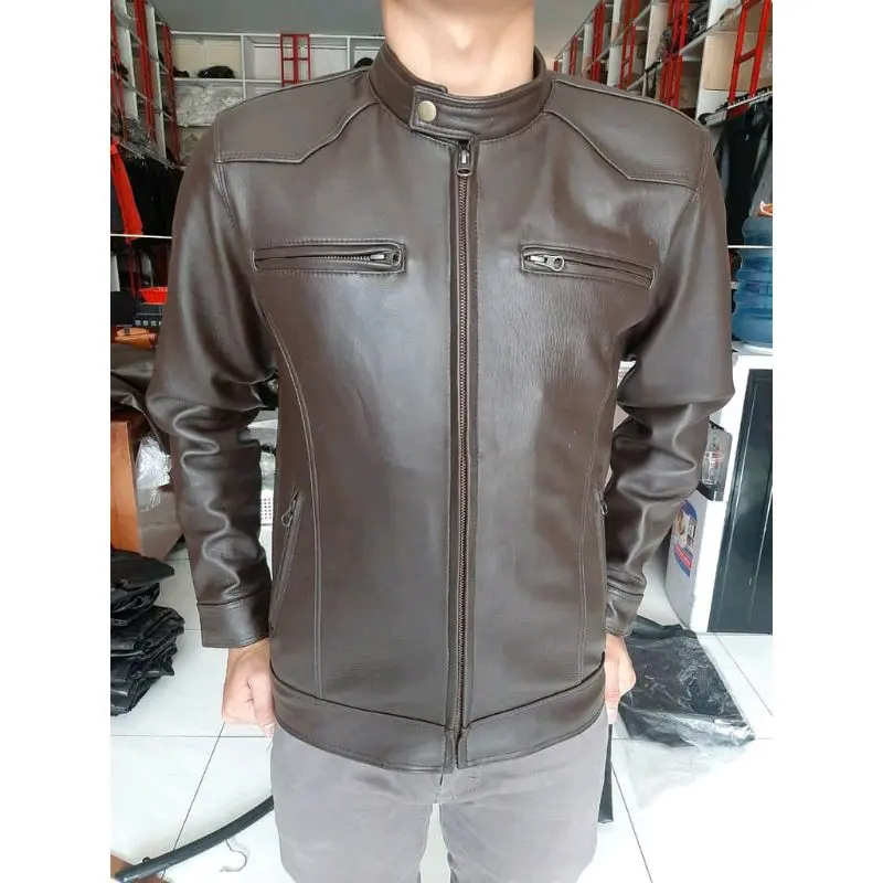 Jaket Pria Asli Kulit Domba Garut Super Elegant Keren Casual Coklat Hitam 6