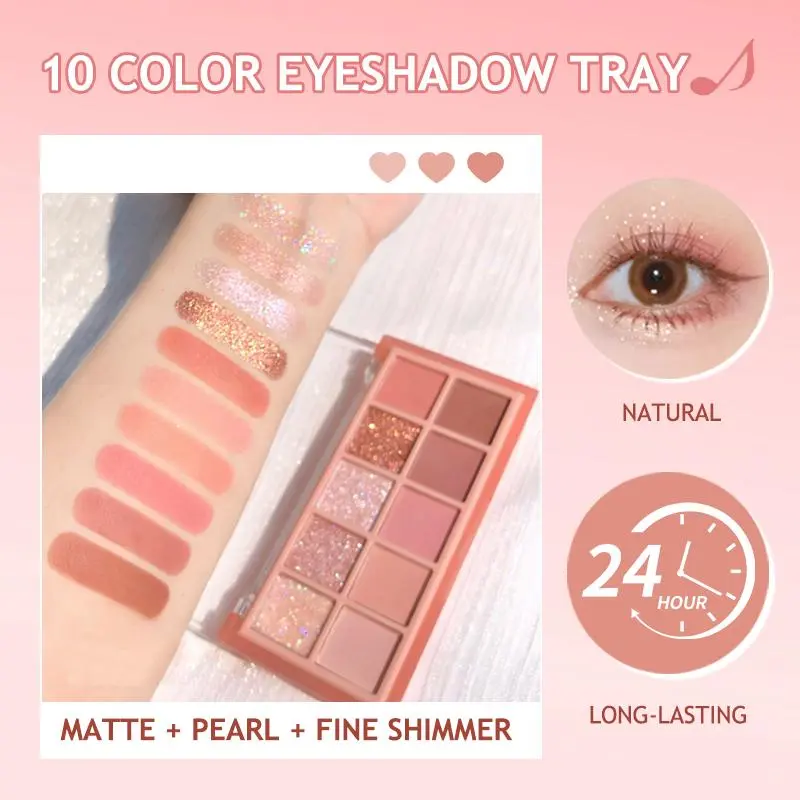 SWEETMINT Bảng Phấn Mắt 10 Màu Sắc Tông Lì / Hiệu Ứng Ngọc Trai Chống Thấ, Phấn Mắt, Trang Điểm Cosmetic Mỹ Phẩm, Có Thể Trộn, Mịn Như kem 20g 2