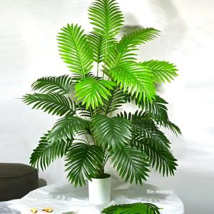92-123cm Palmera Artificial Grande, Planta Tropical de Hojas Anchas, Ramas de Hojas de Palmera de Plástico, Decoración de Jardín para el Hogar