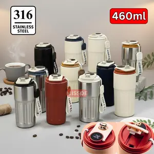 Tumbler Coffee Mug 460ml Stainless Steel With LED Temperature Display / Gelas Mini Aesthetic Cafe