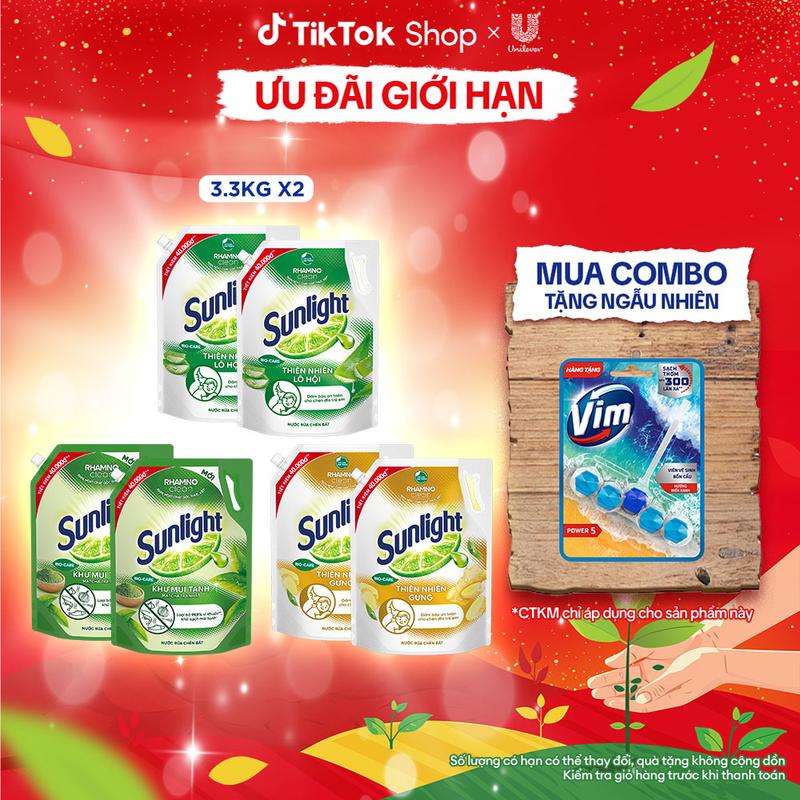  Combo 2 Nước rửa chén Sunlight Thiên Nhiên Sạch Lành Tính Túi 3.3kg  1  