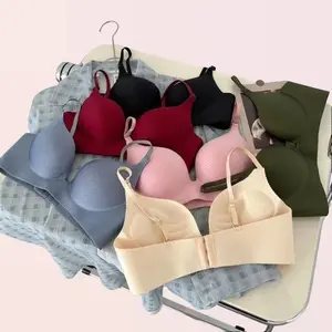 CUCI GUDANG BR1910 Bra Wanita Tanpa Kawat Pakaian Dalam Seamless Push Up Bralette Bh Elastis Wanita Busa Tipis Kemben Renda Crop