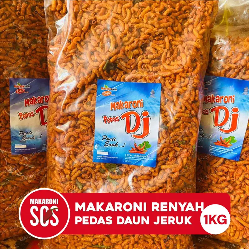 Makaroni Pipa Pedas DJ 1KG Makaroni Sepat Doyan Pedas Daun Jeruk 1 KG
