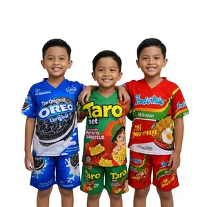 SETELAN ANAK BAJU ANAK HARIAN JERSEY UNISEX KEMASAN SNACK Dengan Desain dan  Mi Goreng