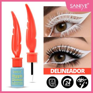 SANIYE LONG LASTING WHITE EYE LINER 24 Hrs-Delineador blanco ,alto en pigmentación,textura suave,adecuado para maquillajes creativos,navidad y plataforma