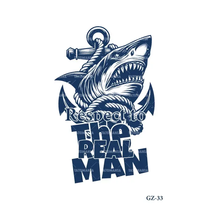 Stiker tato temporer semi permanent motif GZ-33 ikan hiu -tatoostylee