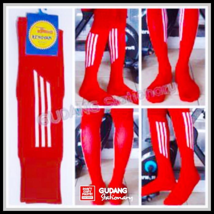 Gambar Kaos Kaki Panjang Bola Futsal | Football | Soccer | Sepatu 37-42 | Merah Strip Putih dari Gudang Stationary Kota Administrasi Jakarta Timur Tokopedia