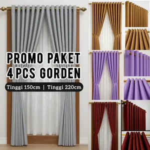 Paket 4 Pcs & 3 Pcs Gorden Jendela dan Pintu Minimalis Ukuran Tinggi 220 cm & Pendek 150 cm Bahan Katun Micro Disperse Tidak Mudah Luntur