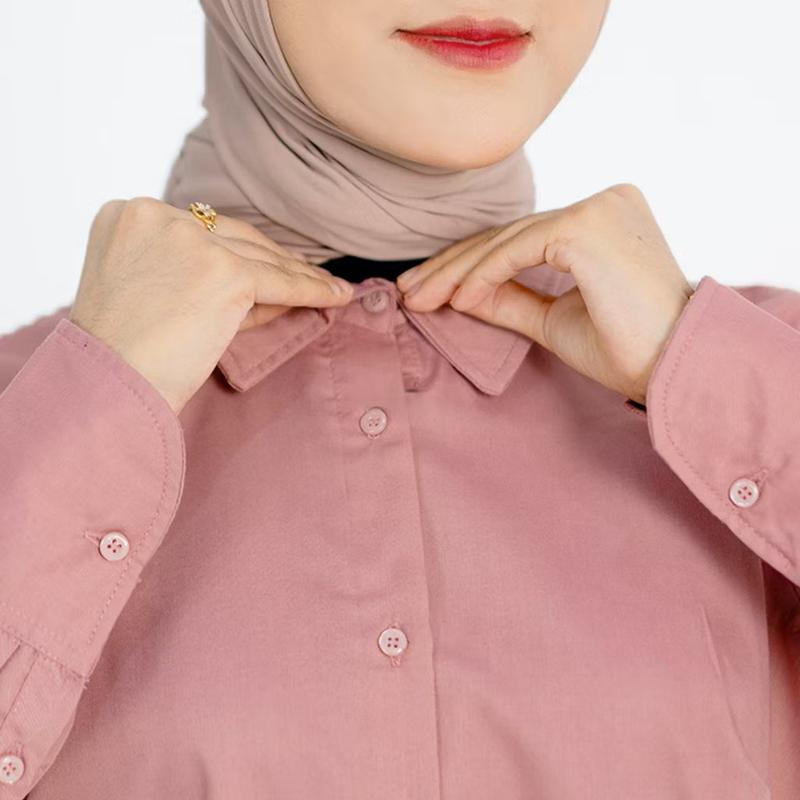 Product Introduction of Baju Atasan Kemeja Shakilla Wanita Casual Motif Polos Lengan Panjang Kancing Aktif 3