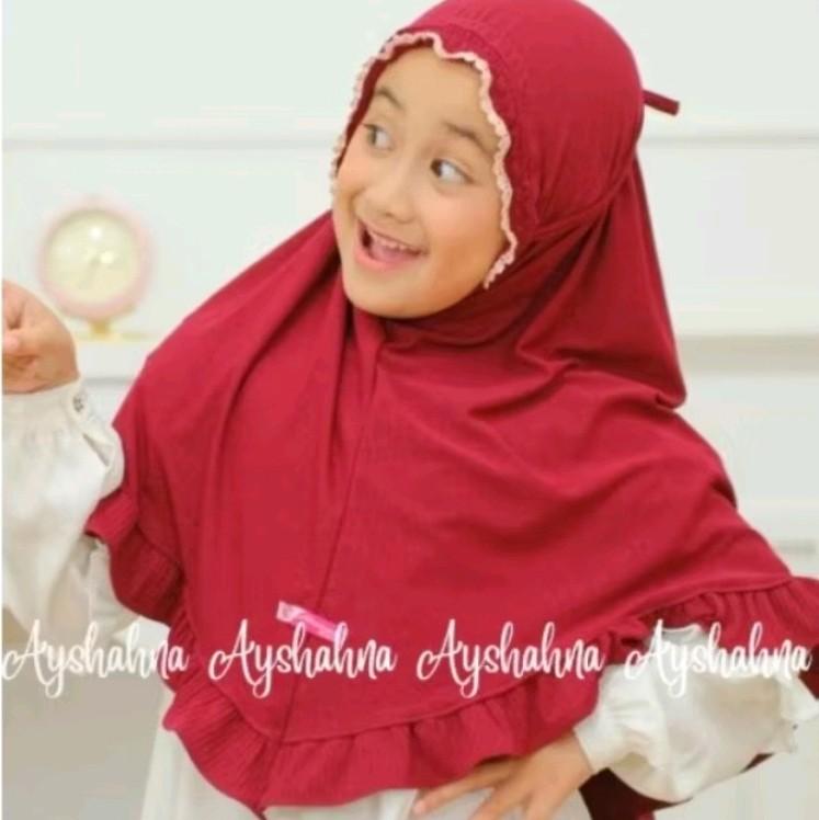 Hijab kerut sekolah anak TK - SD (4-8Tahun) Jersey Kerudung Instan 2