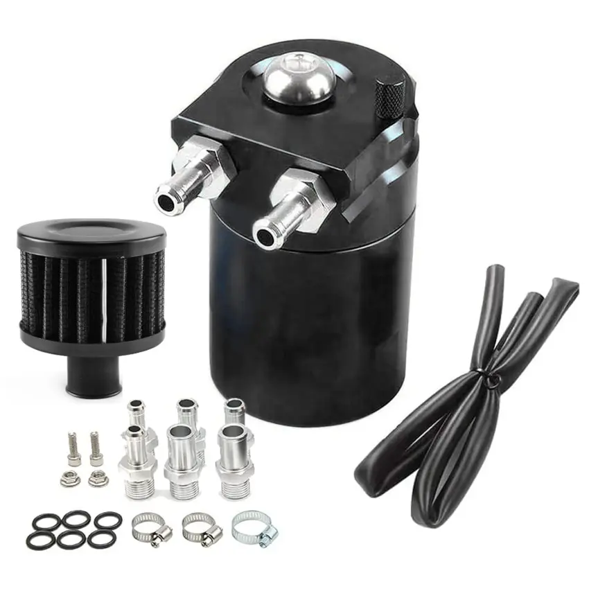 Oil Catch Can, 300ml Aluminum Catch Can, Universal Car Oil Catch Tank Air Oil Separator with Air Filter, Hose and Other Accessories