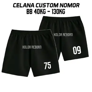 Celana Pendek Olahraga Custom Nomor uniseks dewasa hitam sport Pria dengan Saku