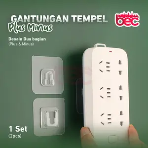 [1Set] Gantungan Tempel Socket Hook Gantung Plus Minus Kualitas Premium Double Tape Nano