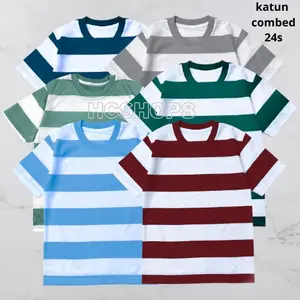 Hcshop8 Kaos Anak Salur Catton 24s Laki Laki Perempuan Usia 2-16 Tahun Katun Cotton Cewek Cowok Distro