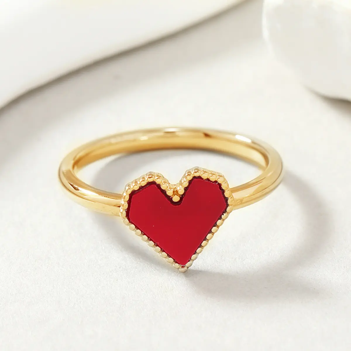 Titanium Steel Ring Women's Heart Design Multicolor Optional Titanium Steel Ring