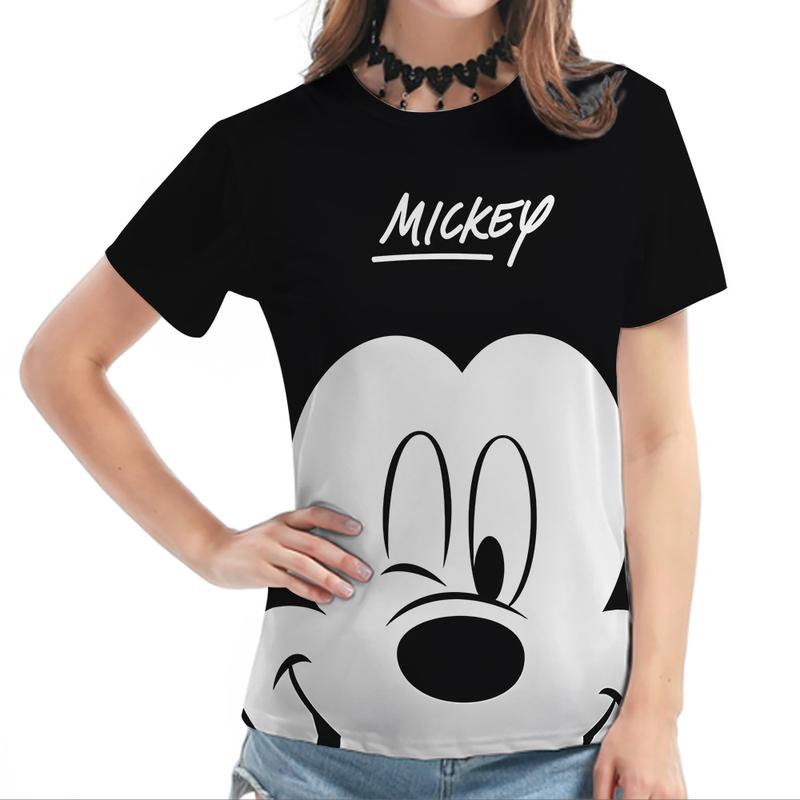 Mickey Mouse and Minnie Mouse T-shirts for Women, Kawaii T-shirts for Women, Round Neck T-shirts for Women, Casual Tops for Girls, New Fashion 2025 4