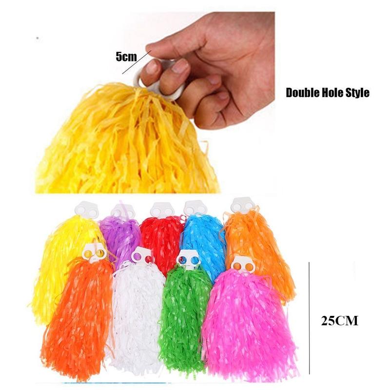 1pair Double hole handle Dress Costume Competition Flower Cheerleading Cheering Ball Cheerleader pompoms Club Sport Supplies Dance Party Decorator 4