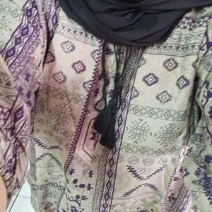 NFSTORE Oneset INARA Baju & Celana Rayon Panjang Tebal Busui Friendly Model Karet Zipper Tali Tesel Motif Gamis Setelan Wanita
