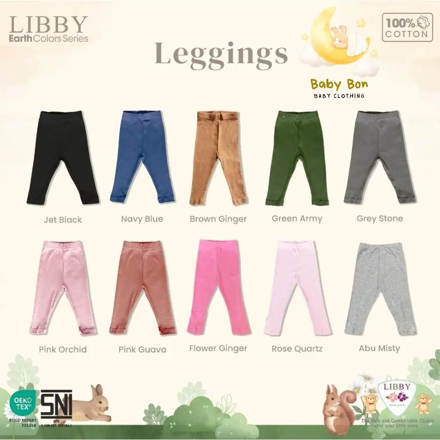 Baby Bon - LIBBY Earth Legging Bayi & Anak Laki-laki / Perempuan (1PCS) - Legging Bayi & Anak Unisex 0-6 Tahun Cotton