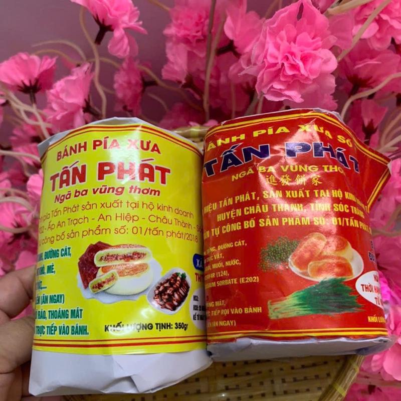  COMBO 2 CÂY BÁNH PÍA  XÁ XÍU THỊT LAP TRỨNG - MỠ HÀNH TRỨNG  gói giấy xưa TẤN PHÁT-1 cay :400g :4 cai 